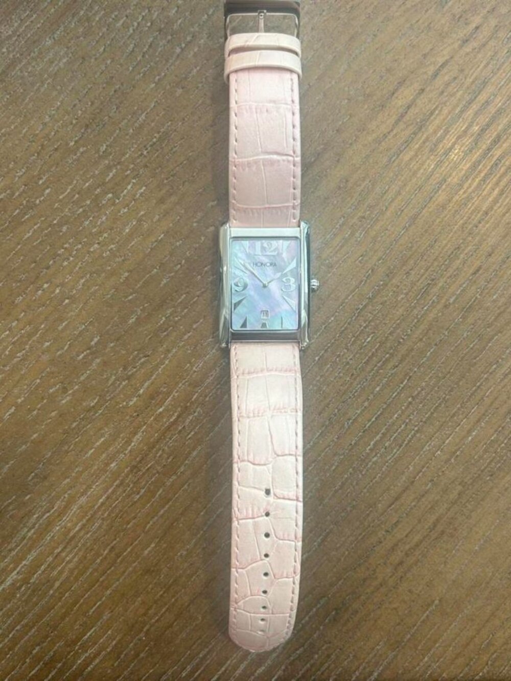 Vintage Honora Pink Mother of Pearl Tank Watch
